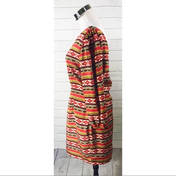Addie Aztec Striped Long Sleeve Lined Dress - Picture 3 of 6